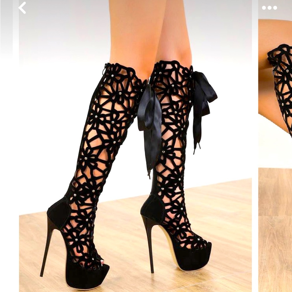 Size 8 lace up high heel boots never worn